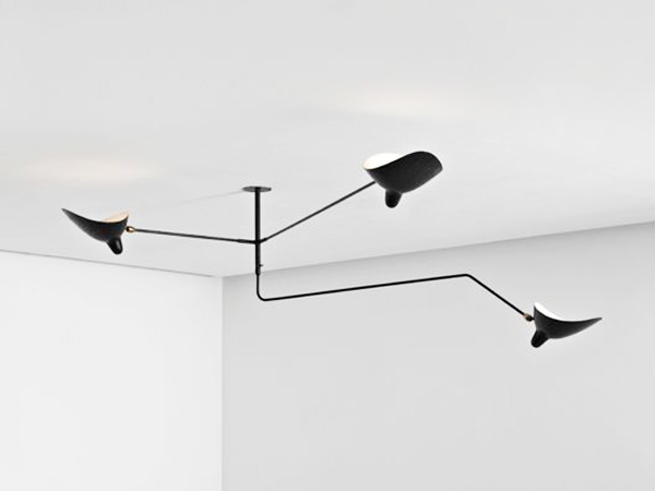 Unique three-arm ceiling lamp