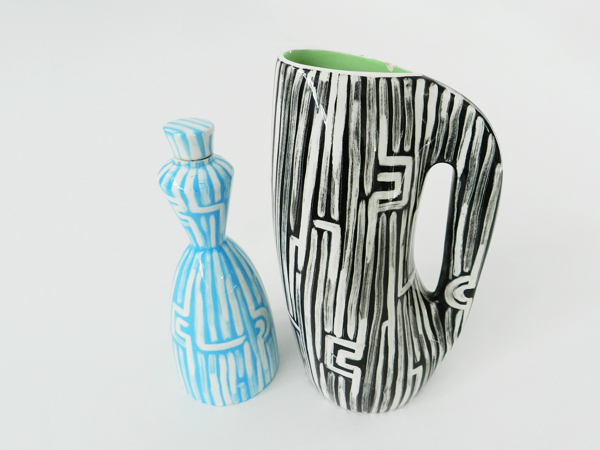 Ceramic bottle and caraffe