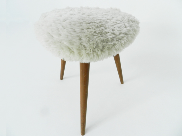 Swiss lamb's wool fur stool