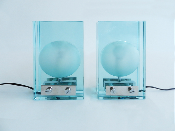 2 Massive glass table lamps