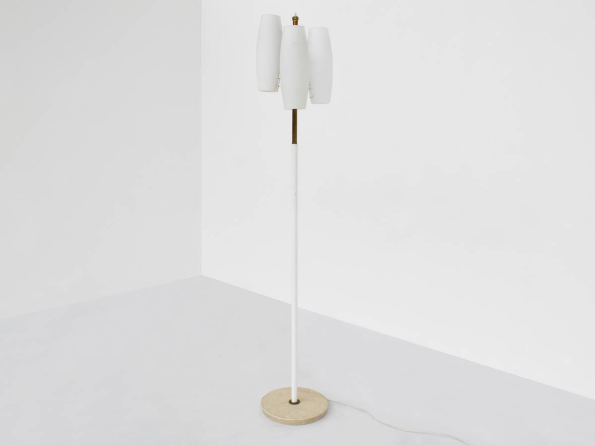 Elegant floor lamp with three milk glass cones