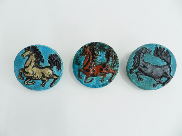 Sculpted and Glazed Ceramics Coat Racks with Wild Horses