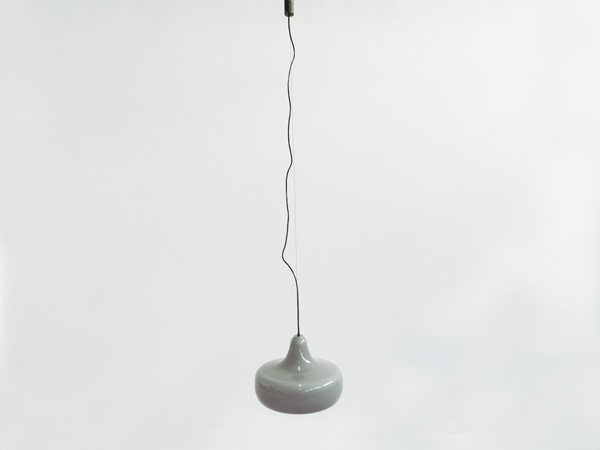 2 Grey glass hanging lamps