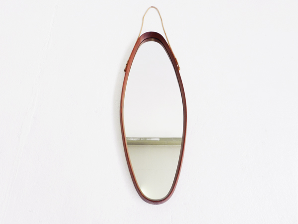 Wooden oval italian mirror