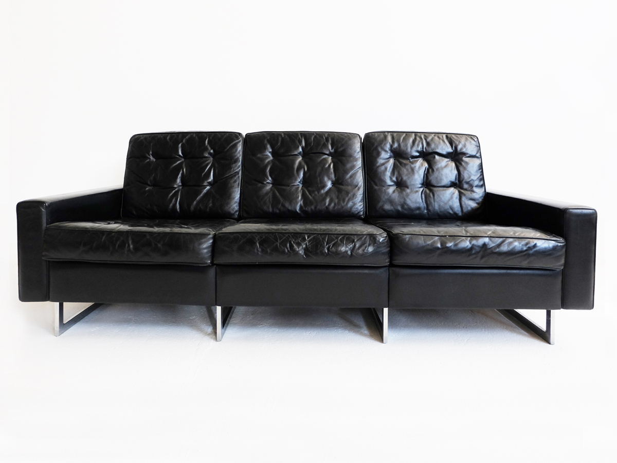 Patina black leather sofa