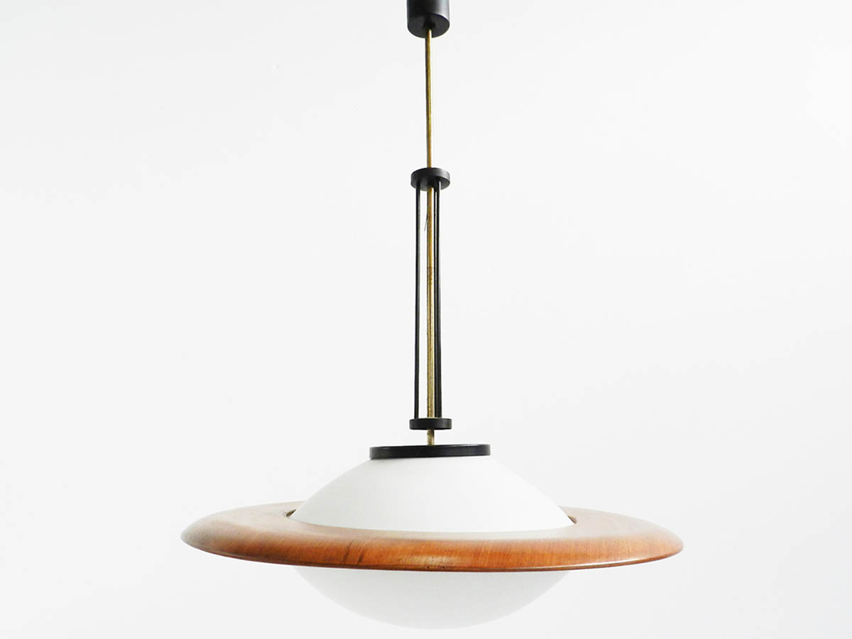 Elegant glass and teak pendant