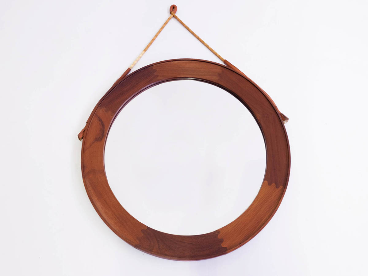 Wood round danish mirror