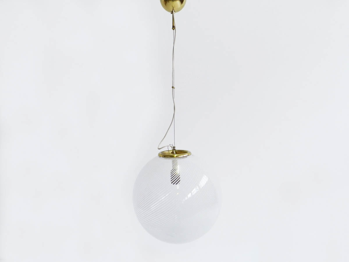 Large Striped Murano Glass Ball Hanging Light