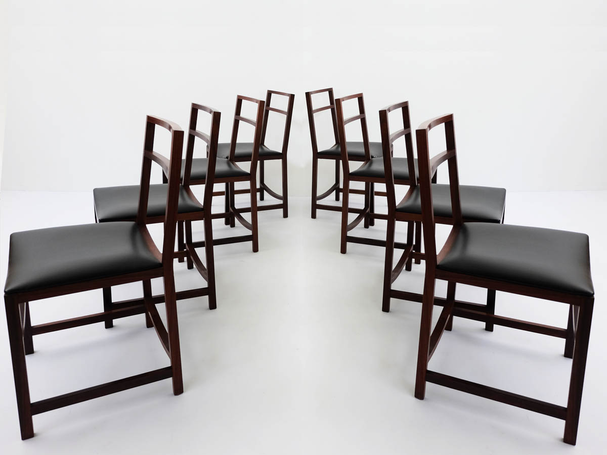 8 Minimal Architectural Mahogany Chairs