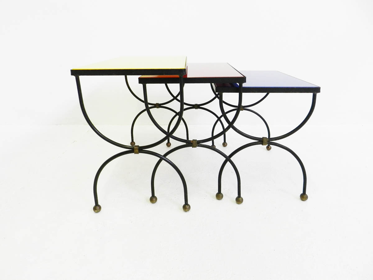 Set of 3 nesting tables "Mondrian"