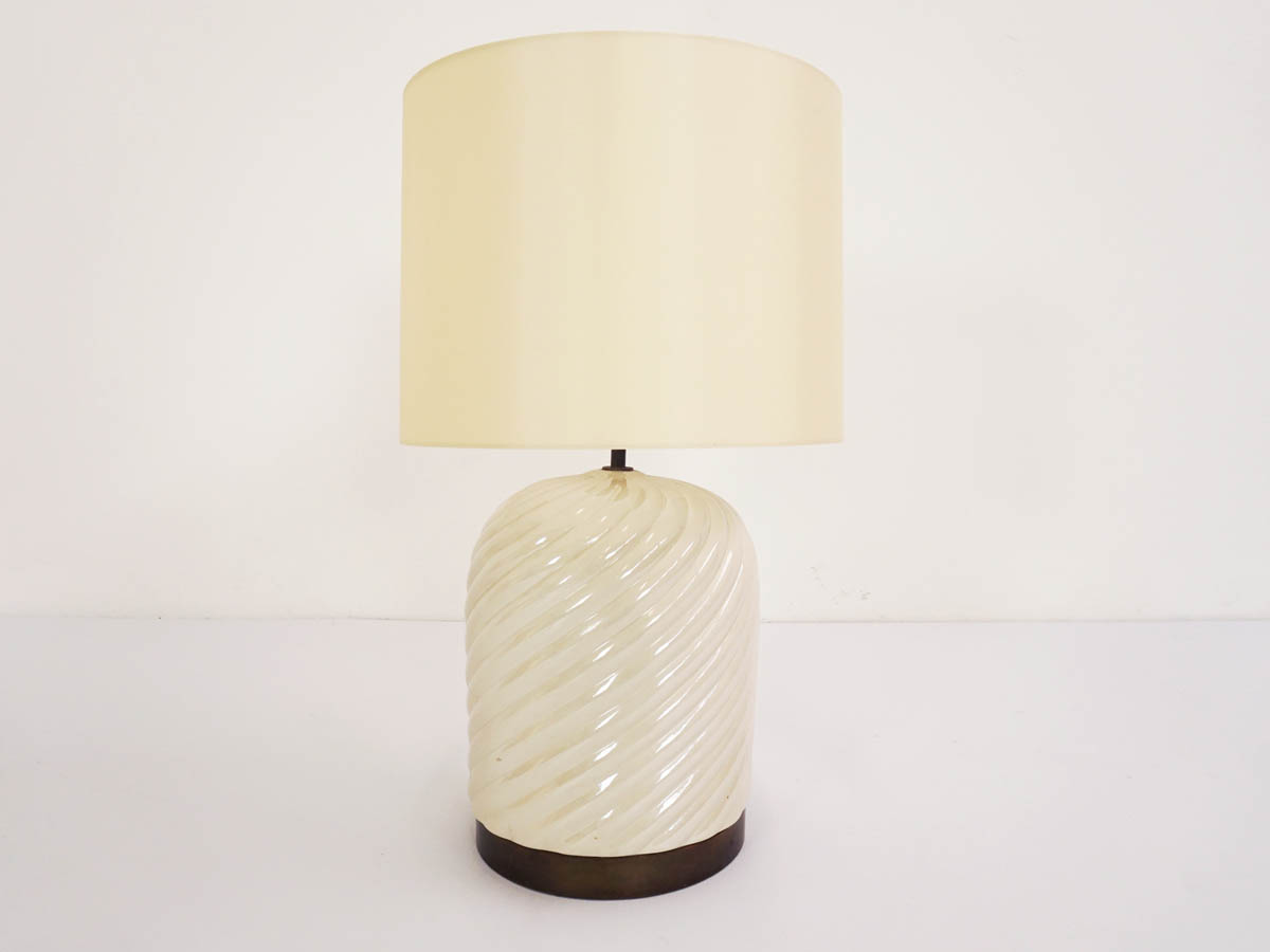 Elegant table lamp in glazed ceramic and brass