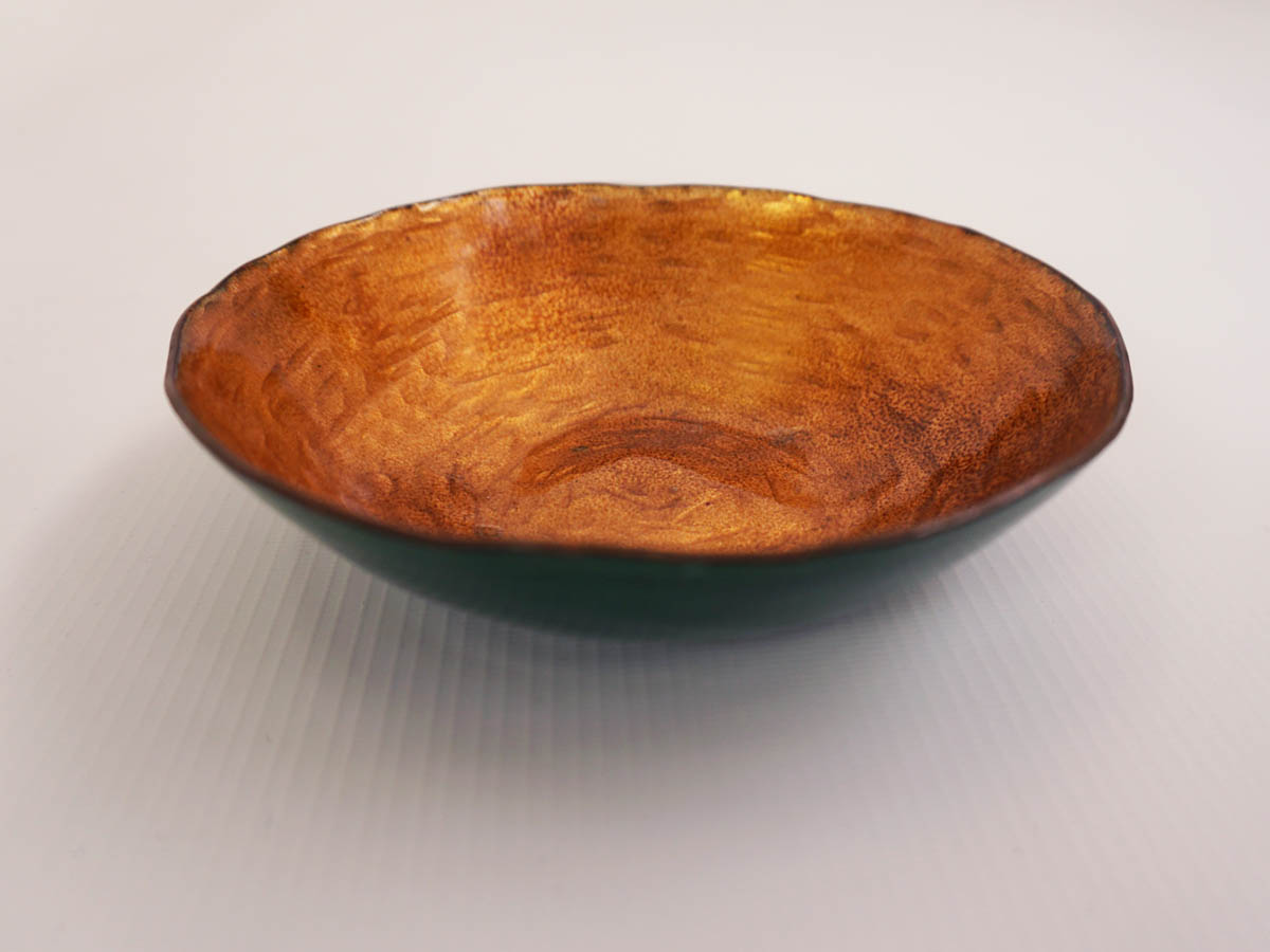 Bronze and green enameled copper bowl