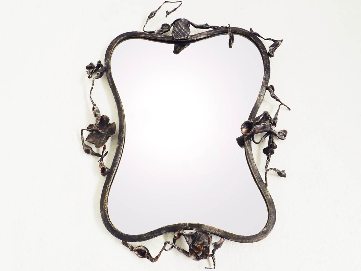 1960 Wrought Iron Sculptural Mirror