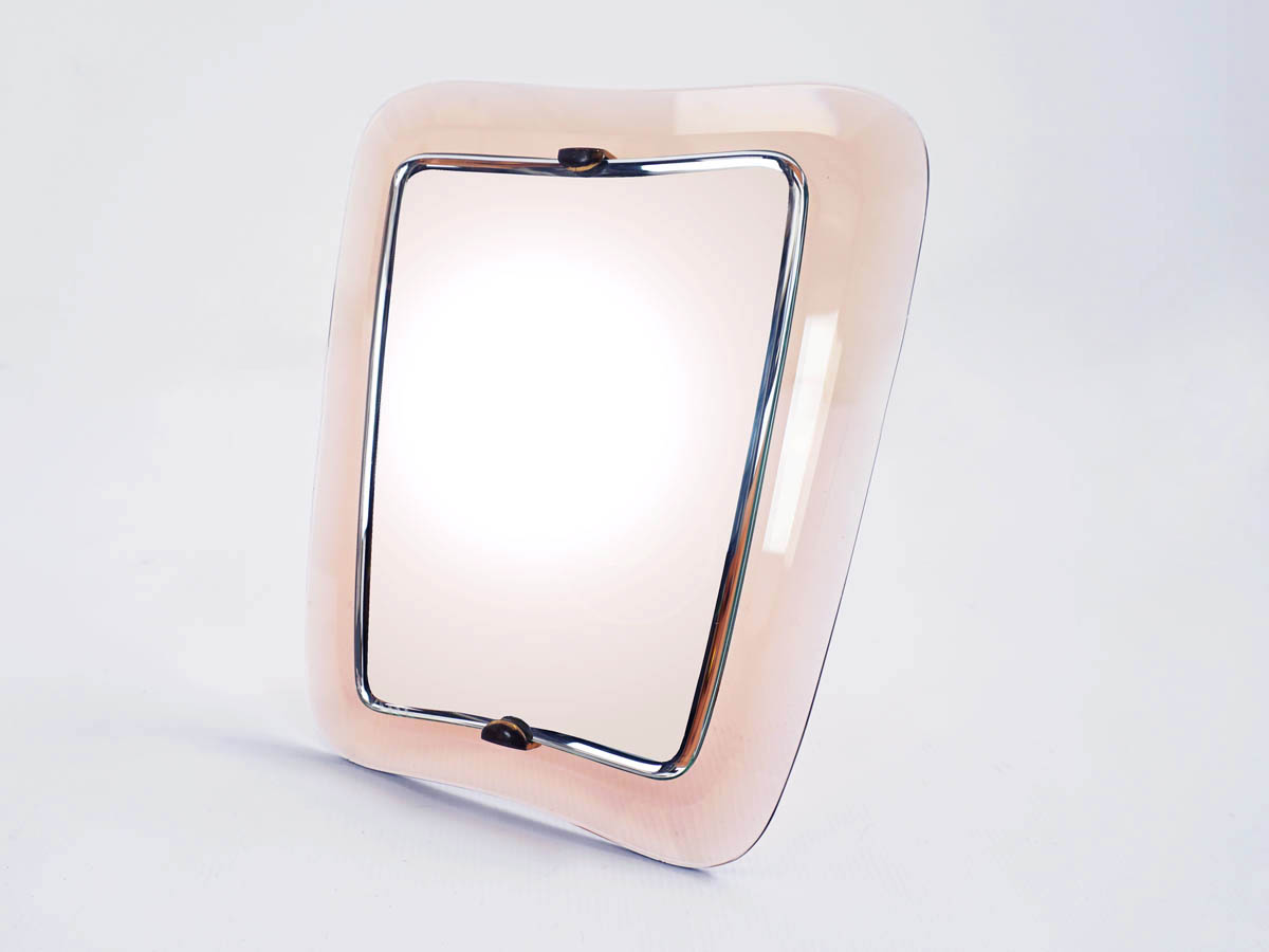 Specchio da Tavolo in Vetro Rosa Pallido