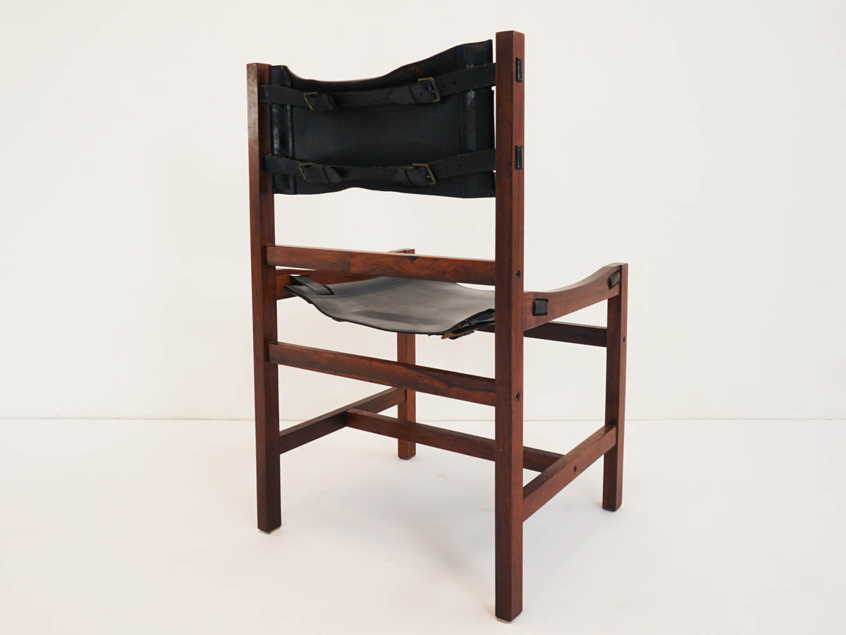 4 Patina Black Leather and Rosewood Brazilian Chairs