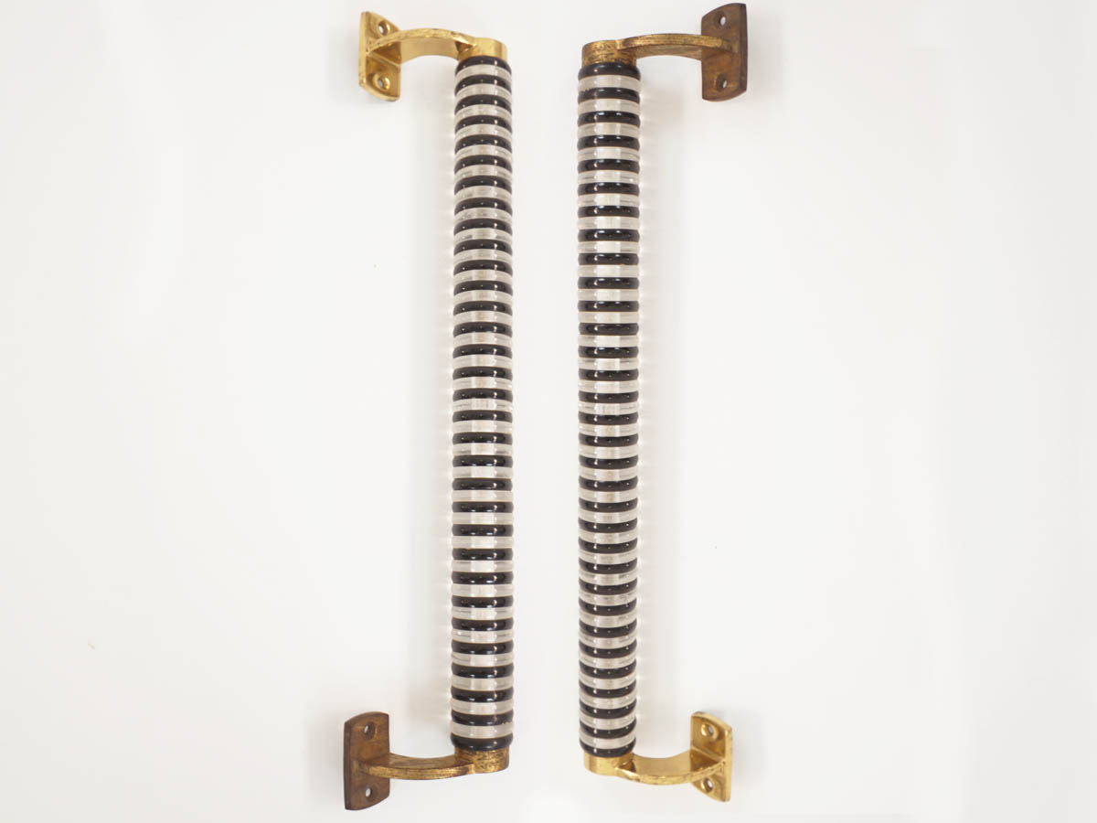 Pair of Big Brass Stripes Door Handles