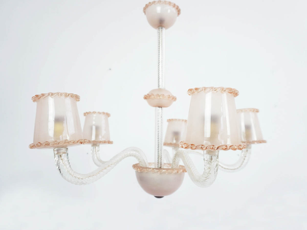 Pale Rose Murano Glass Chandelier