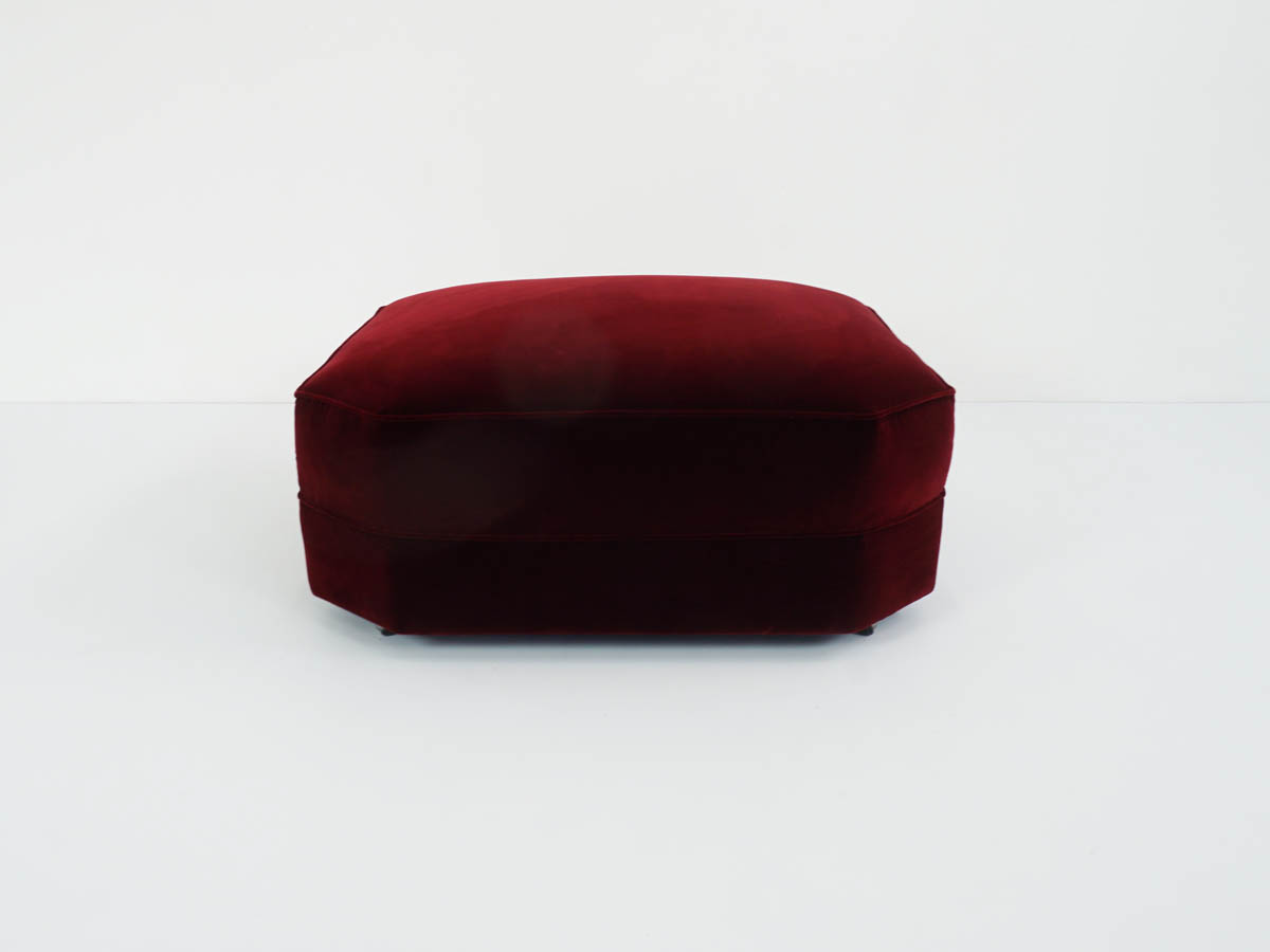 Square  Ottoman in Deep Red Velvet