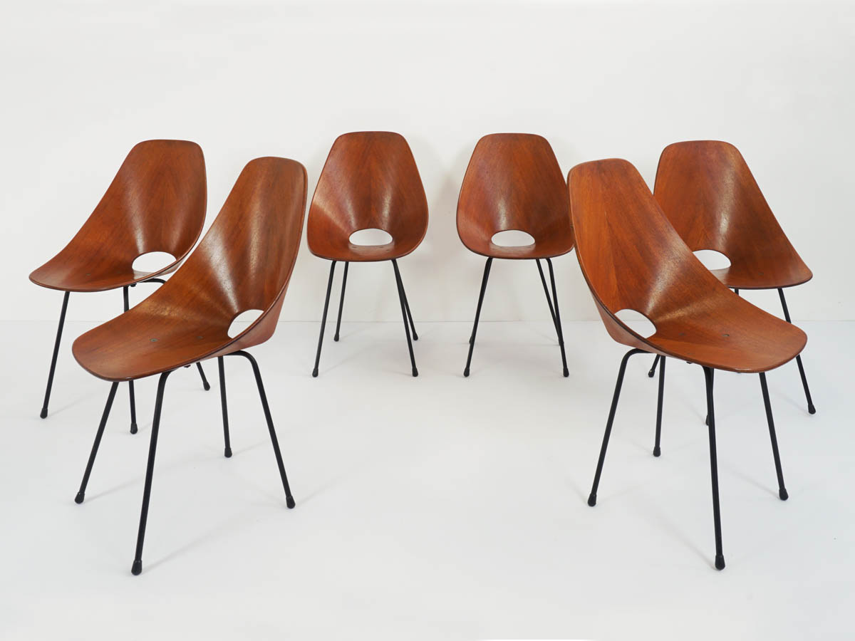 Set of 6 Teak Chairs mod. Medea