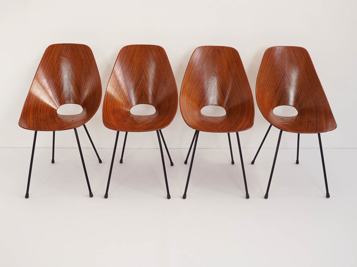 4 Elegant Rosewood Chairs mod. Medea