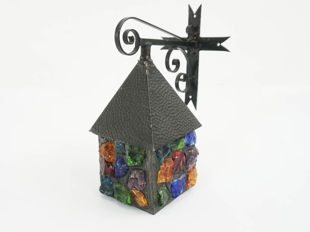 Outdoor Small House Colored Glass Lantern