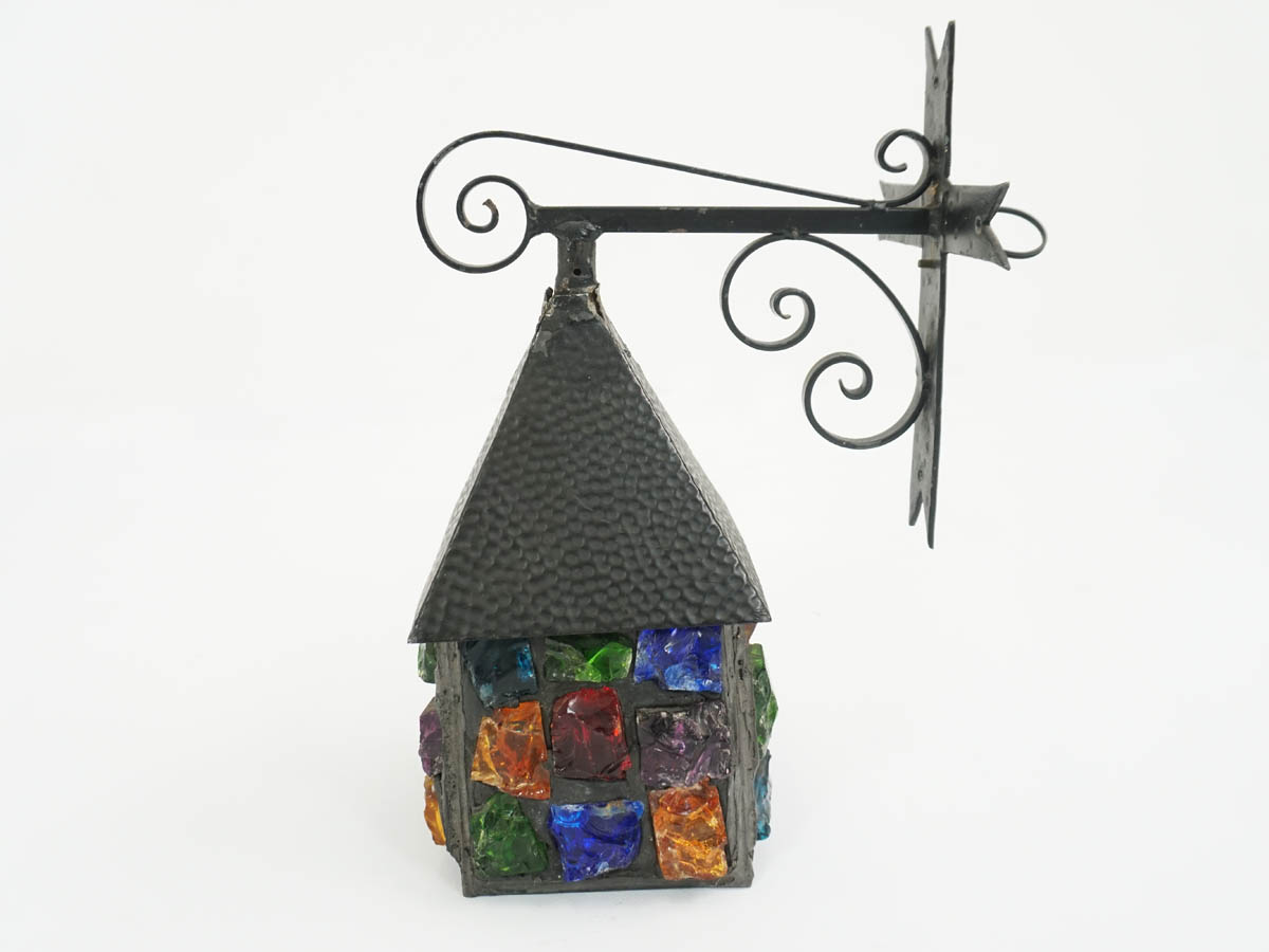 Outdoor Small House Colored Glass Lantern Demosmobilia