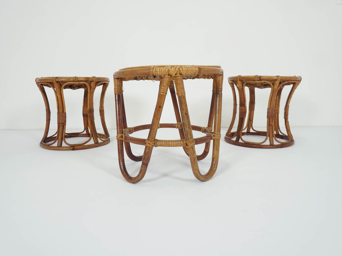 Set of 3 Bamboo Stools