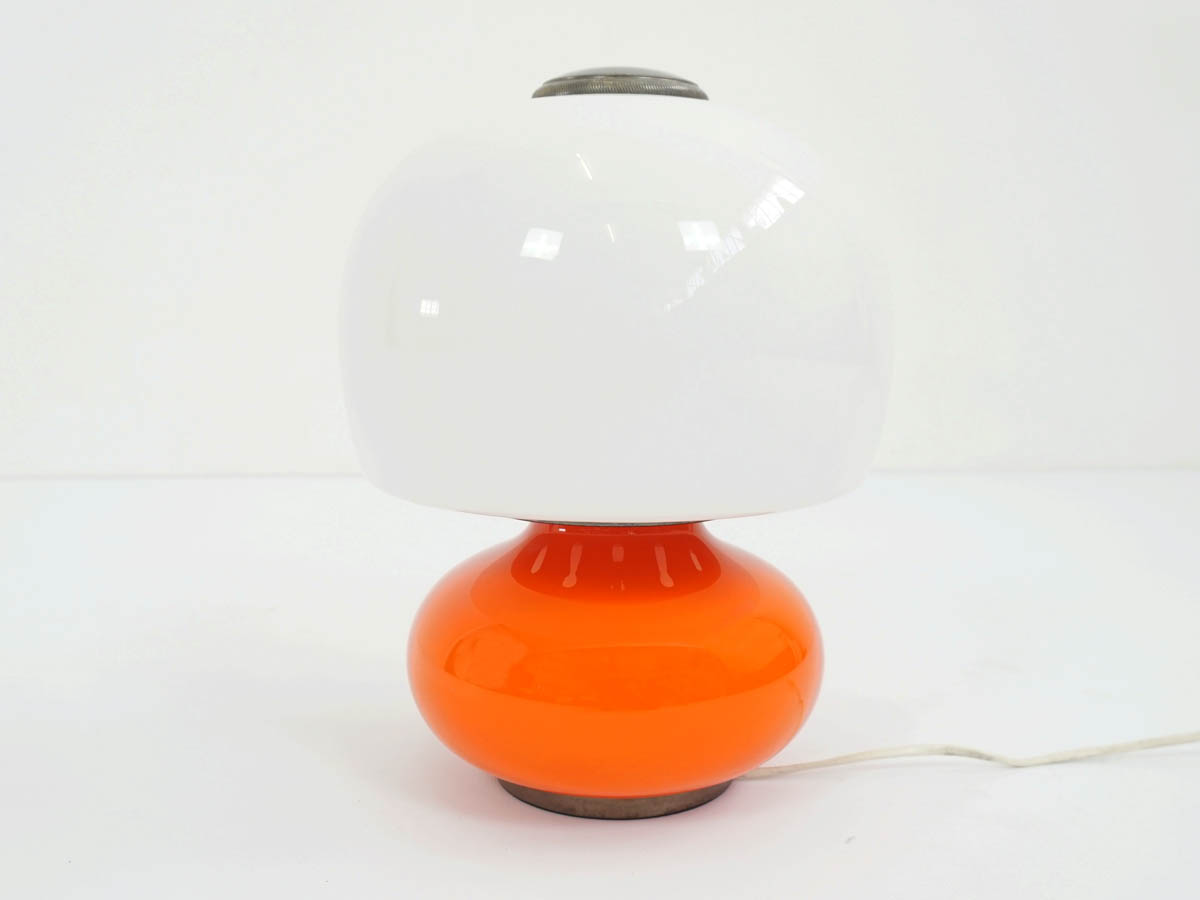 1960, Spac Age Tischlampe aus Orangefarbenem Glas