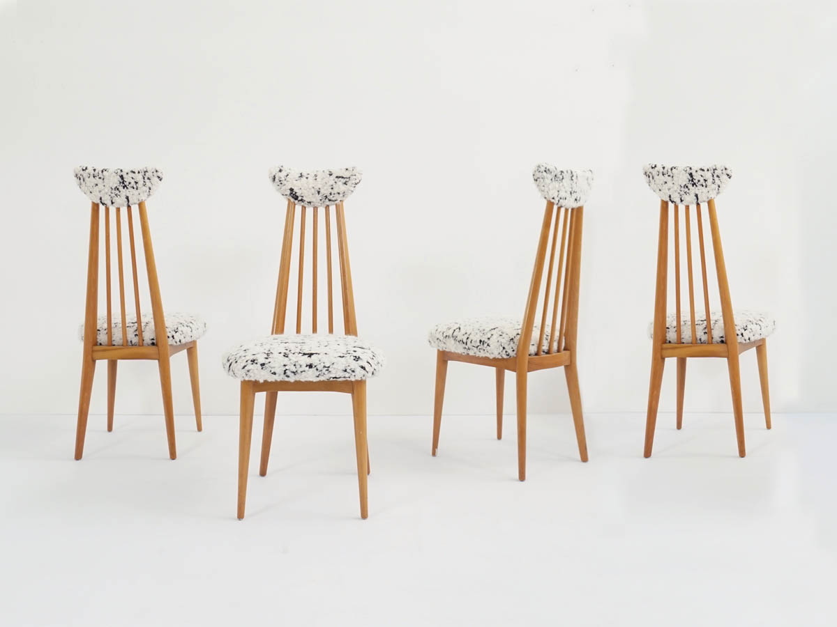 4 Chaises mod. Mademoiselle en Nouvelle Laine d'Agneau