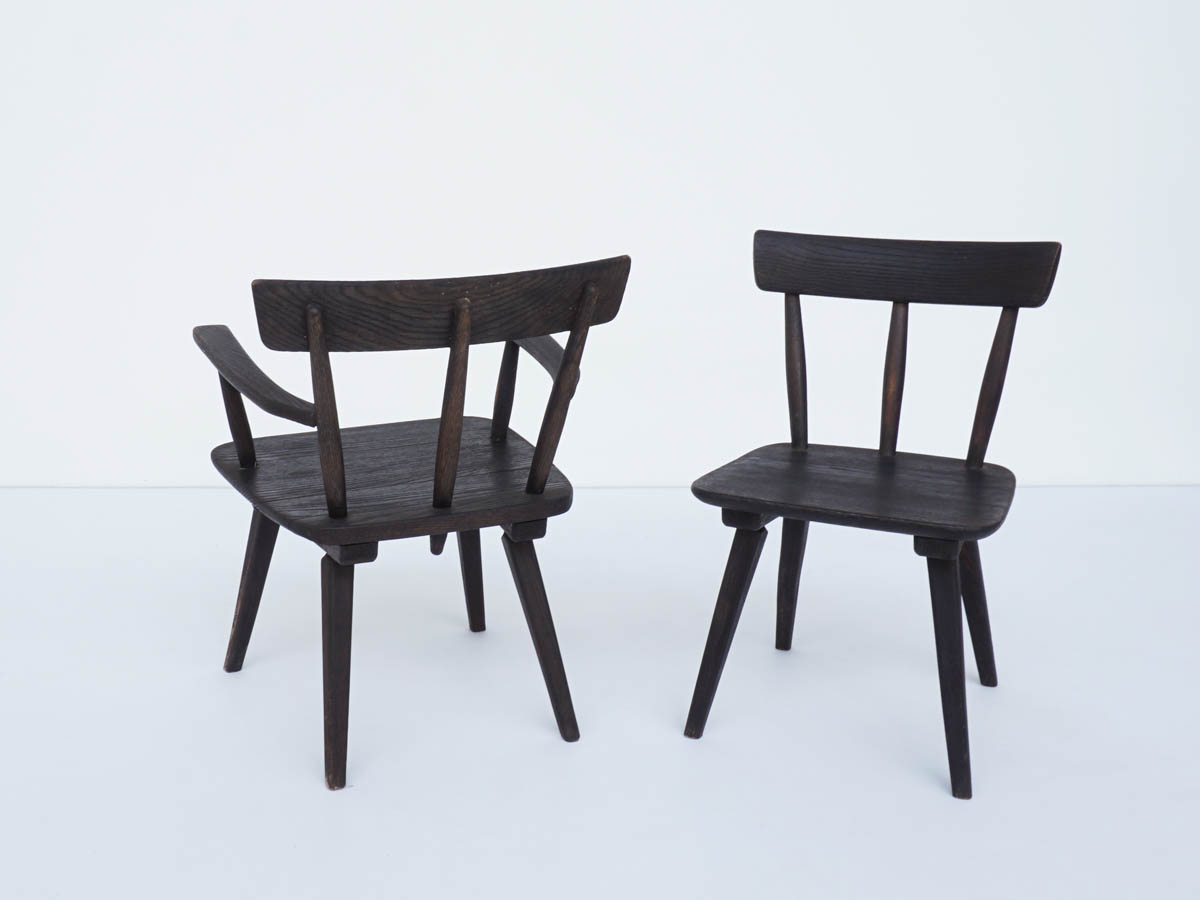 4 Louge Armchairs in Black Solid Larch