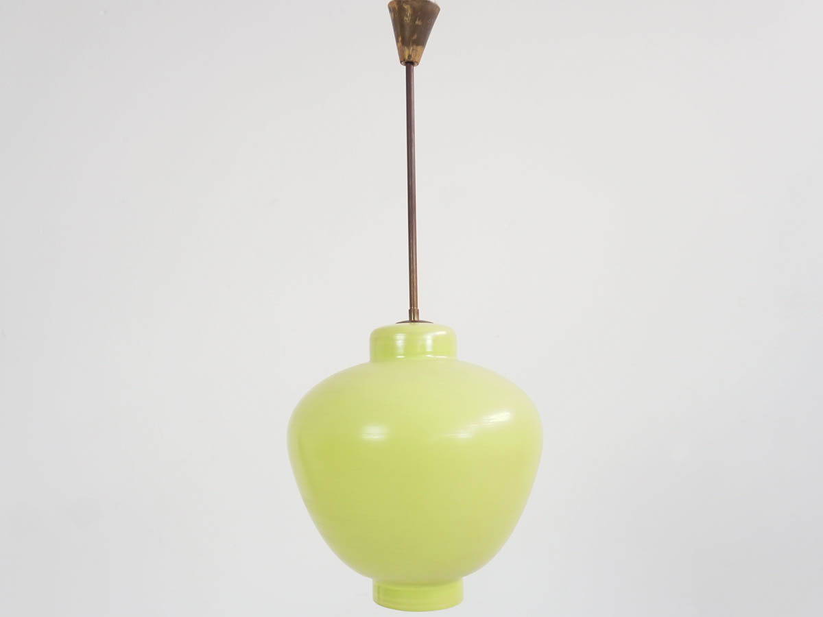 Lampadario Scandinavo in Vetro Giallo Kiwi