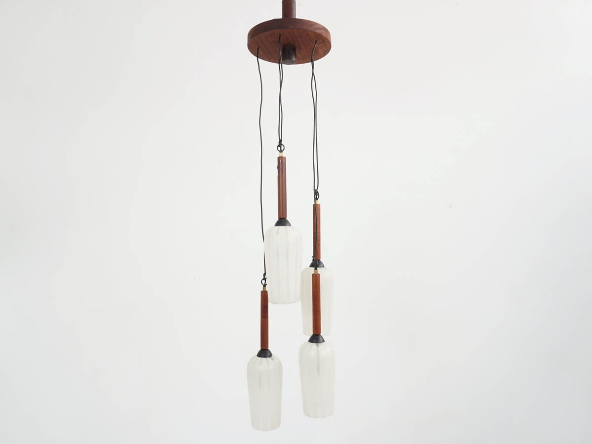 Danish Modern Elegant Teak Cascade Pendant