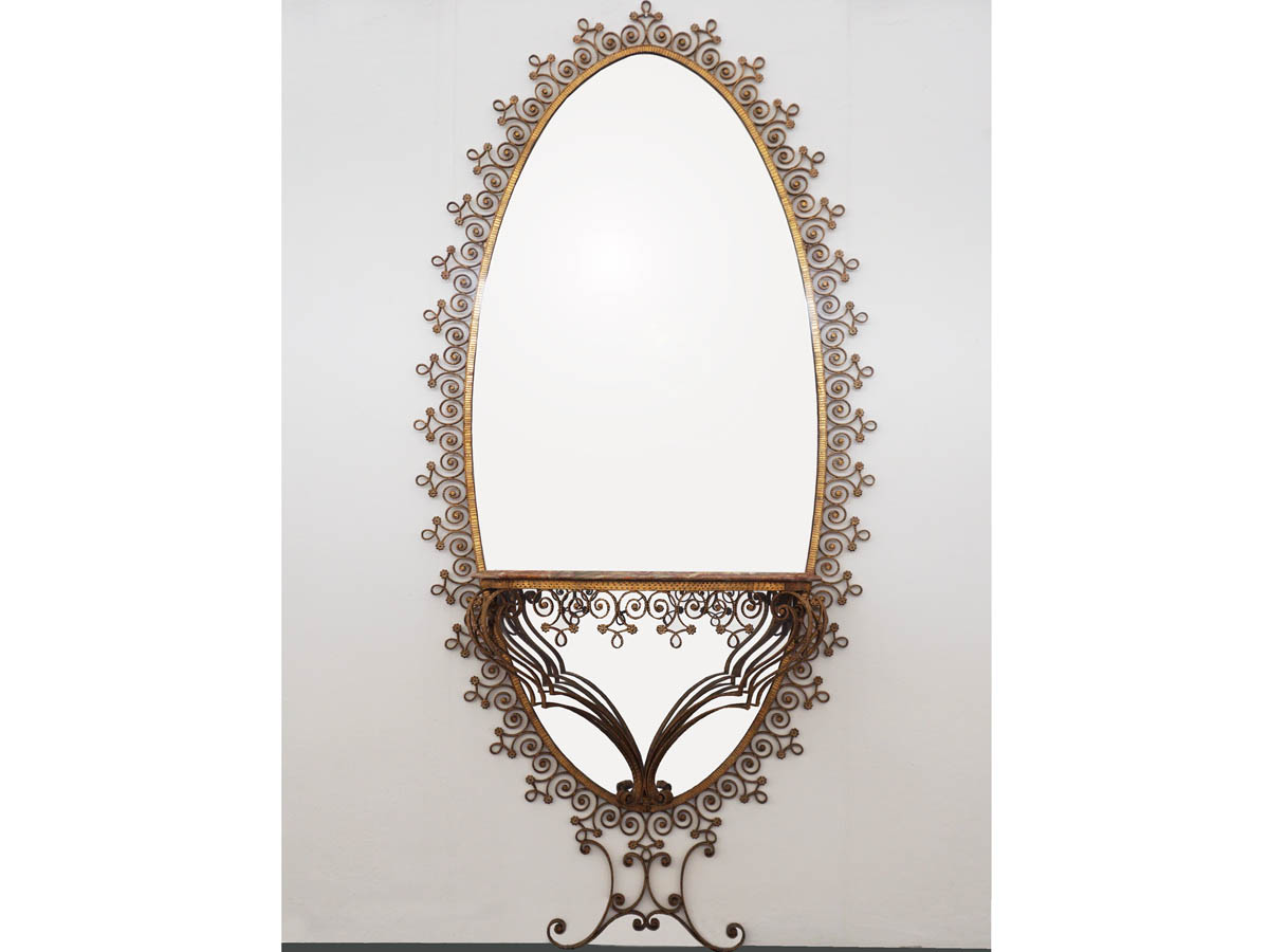 Important Italian Big Entrance Mirror with Onyx Consolle