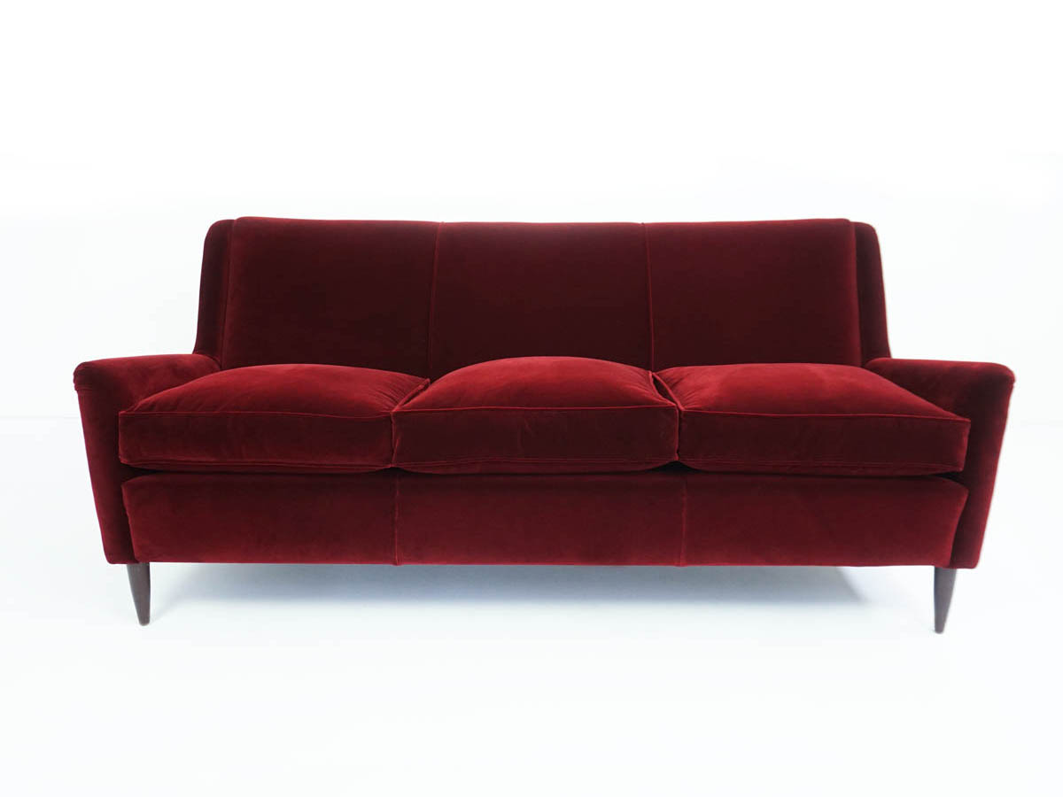 Comfortable three-seater Red Velvet Sofa