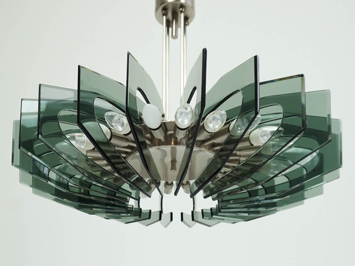 Fontana Arte Important Glass Chandelier