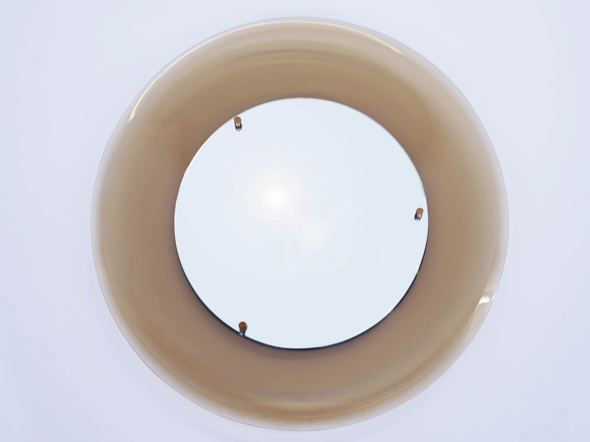 Round Mirror with Concave Smoked Glass Frame