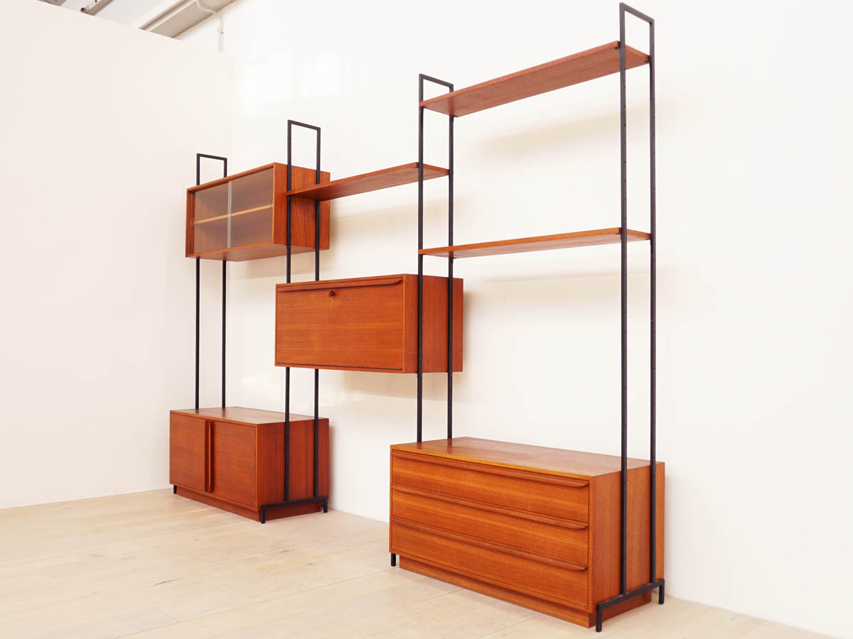 Libreria Modulare in Teak, Contenitori, Cassetti, Scrivania