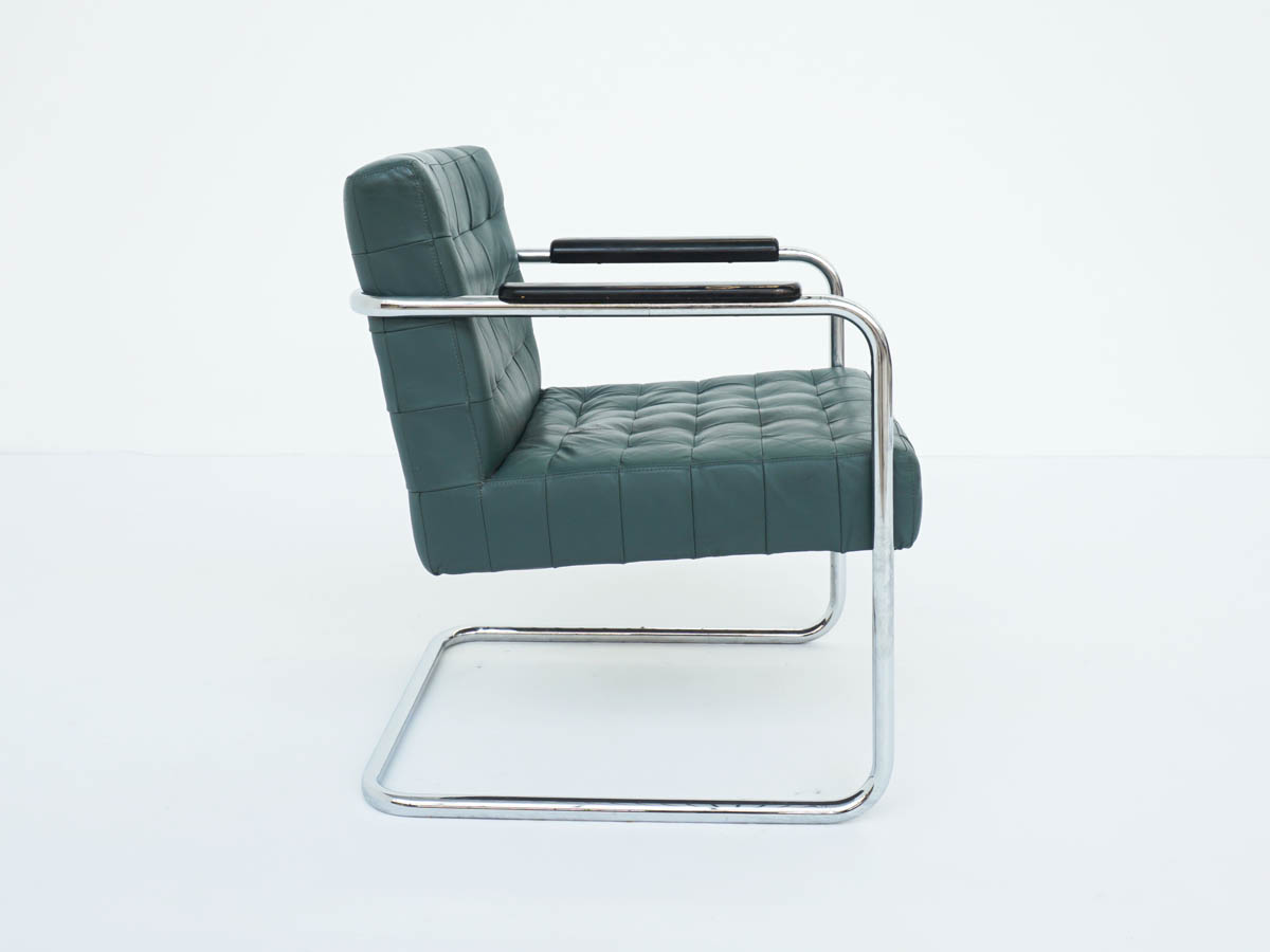 Fauteuil Bauhaus en Cuir Vert émeraude