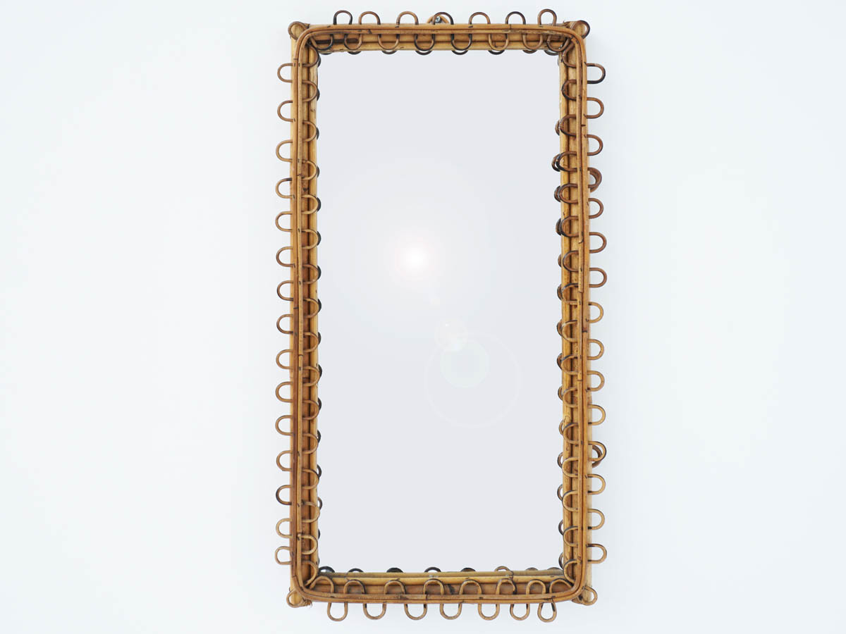 Rectangular Bamboo Mirror, Italy 1950