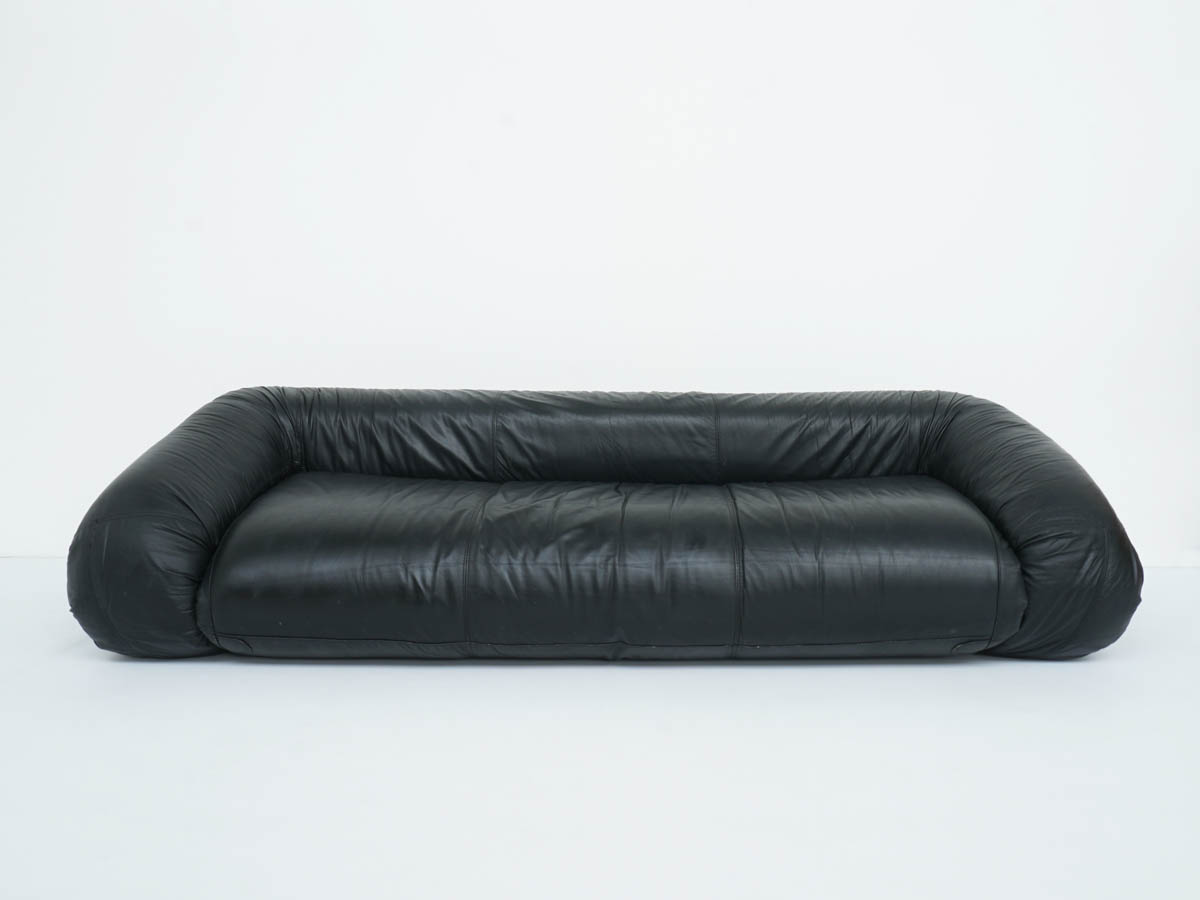 Sofa Bed mod. Anfibio in schwarzem Leder