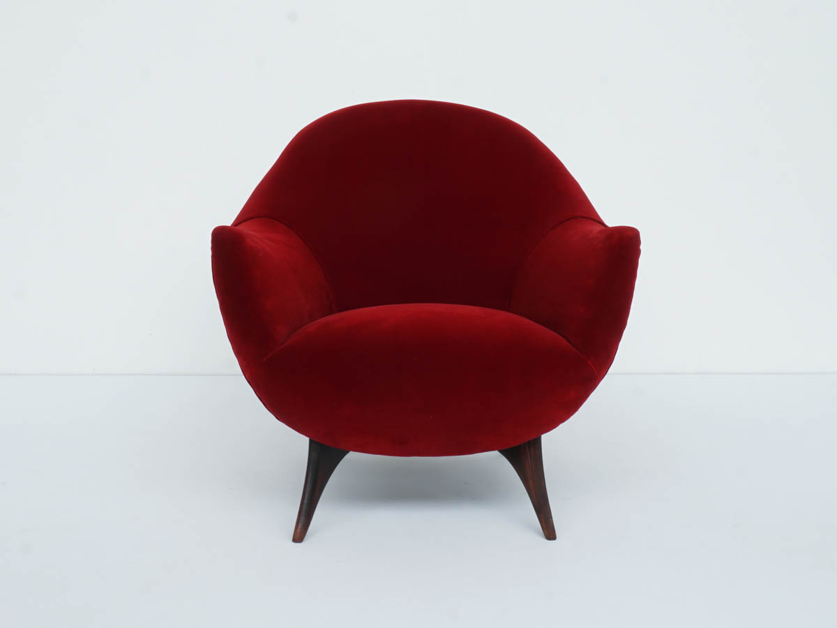 Fauteuil en Velours Rouge