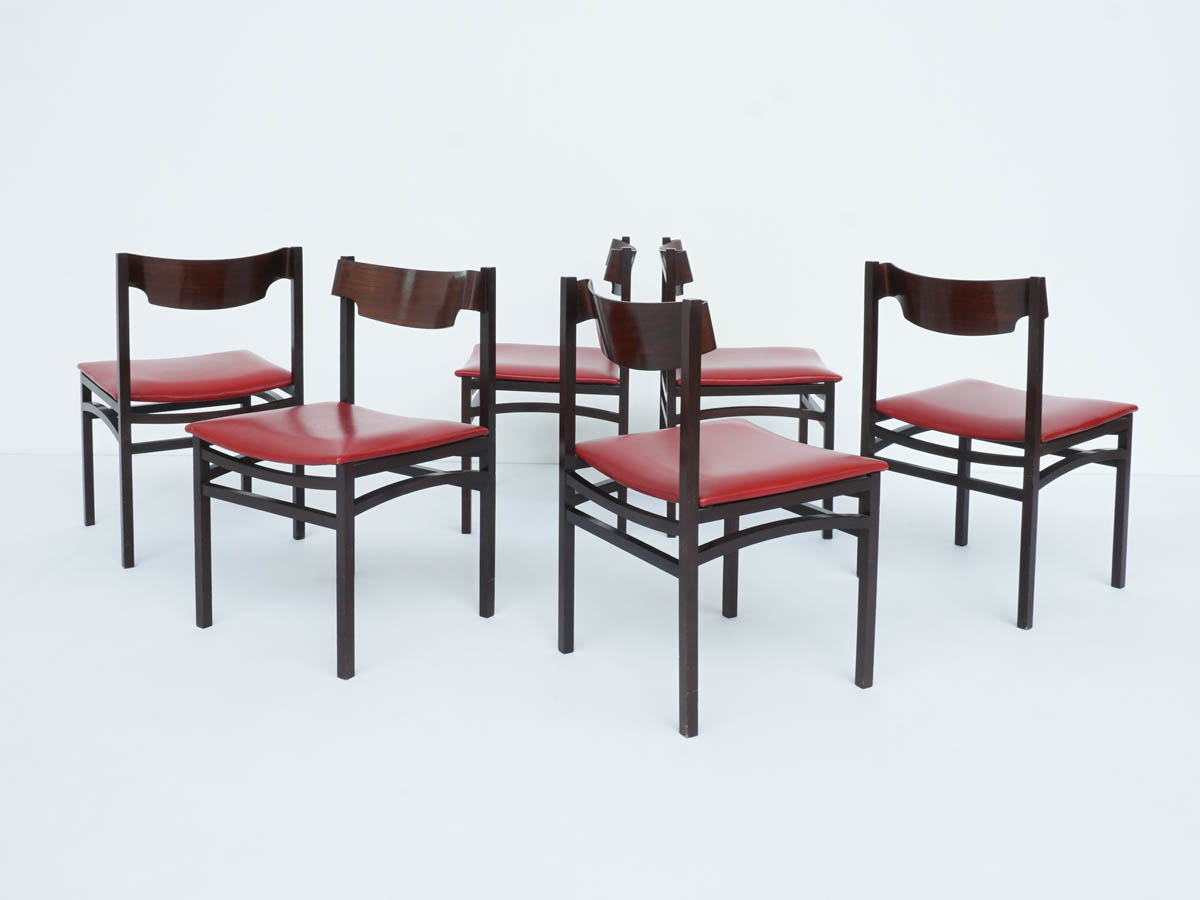 6 Geschwungene Mahagoni-Stühle