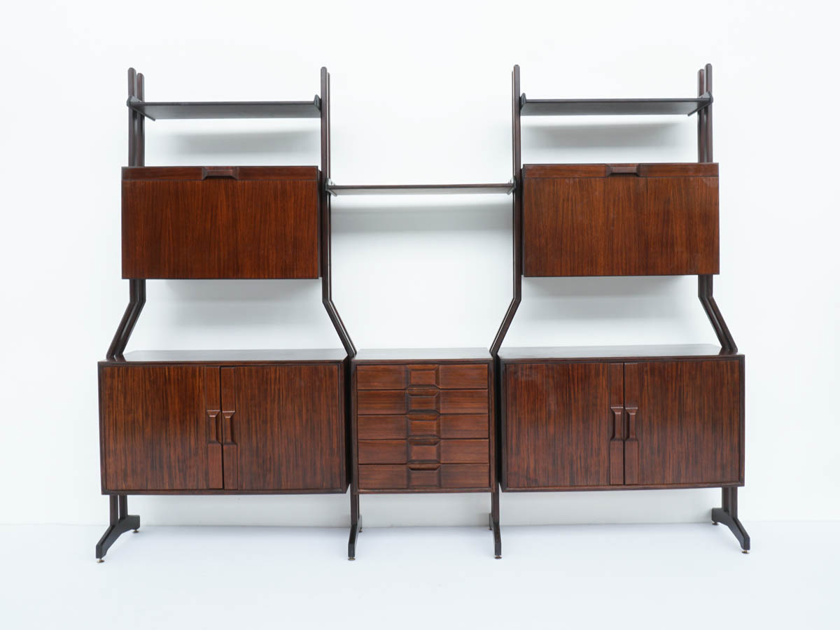 Freestanding Mahogany Bookcase, Storage, Drawers, Divisible in single modules