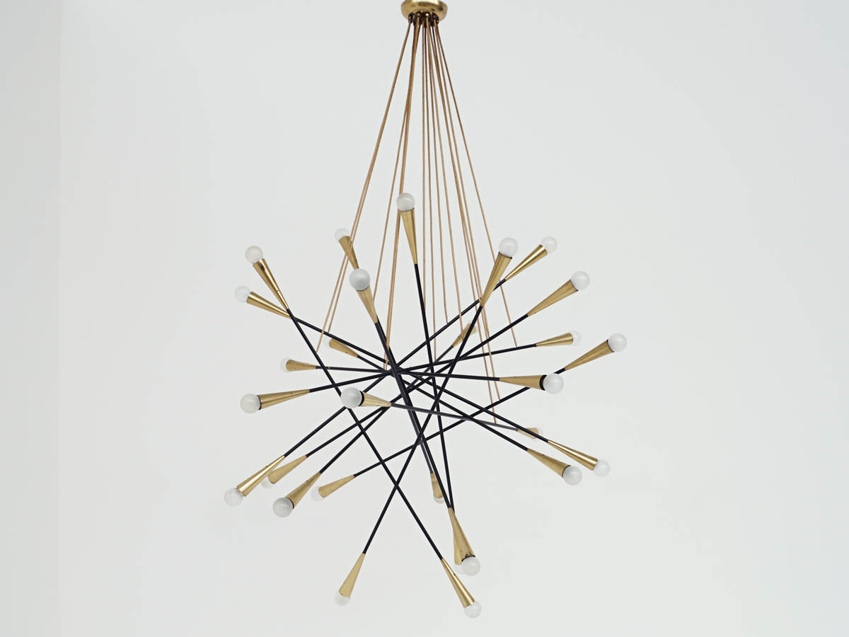 Large Stunning Chandelier Sputnik Mikado, Italy 1950