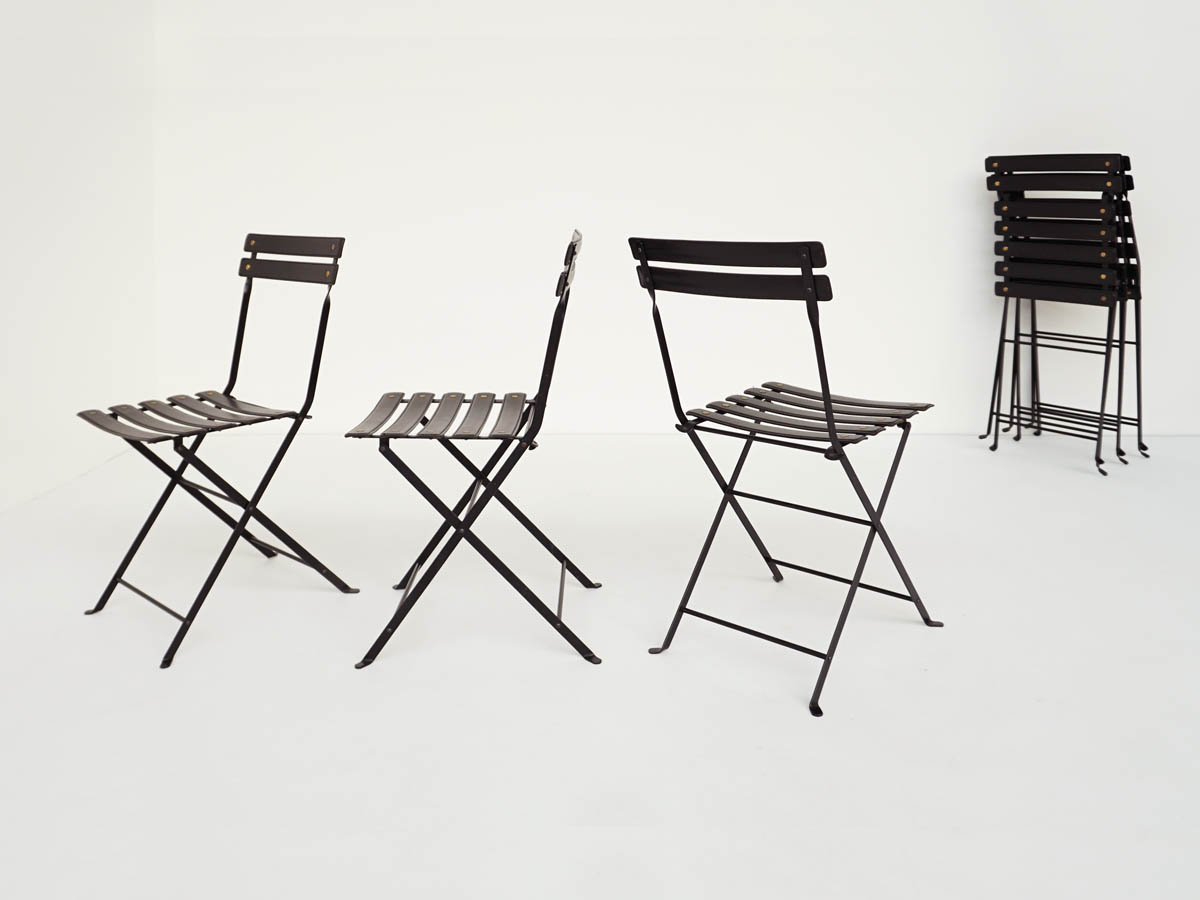6 Folding Black Leather chairs mod. Celestina