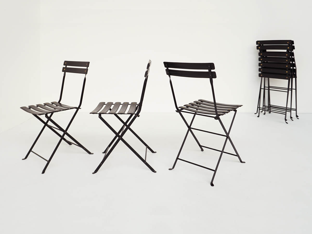 6 Chaises Pliantes en Cuir Noir mod. Celestina