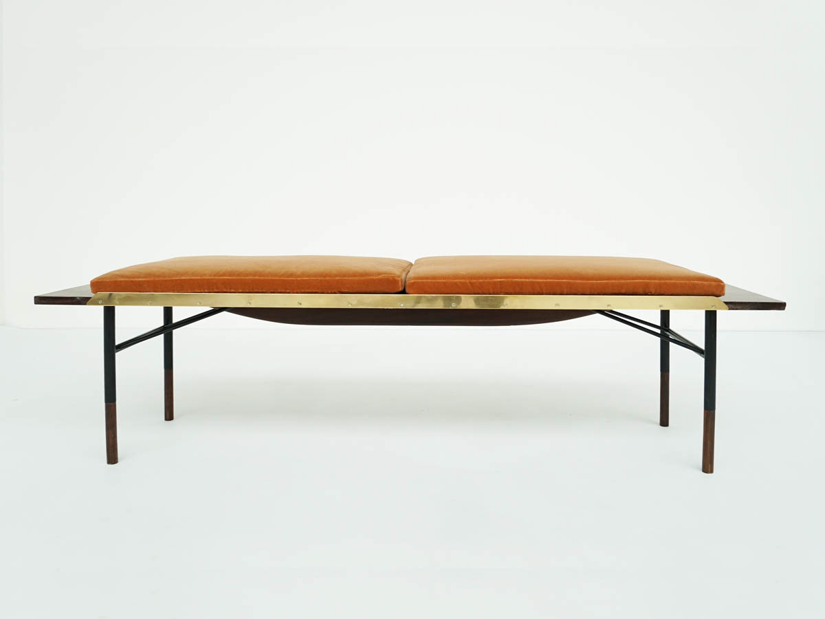 Banc Long ou Table Basse en Bois de Rose et Laiton "Bo101", 1953 DK