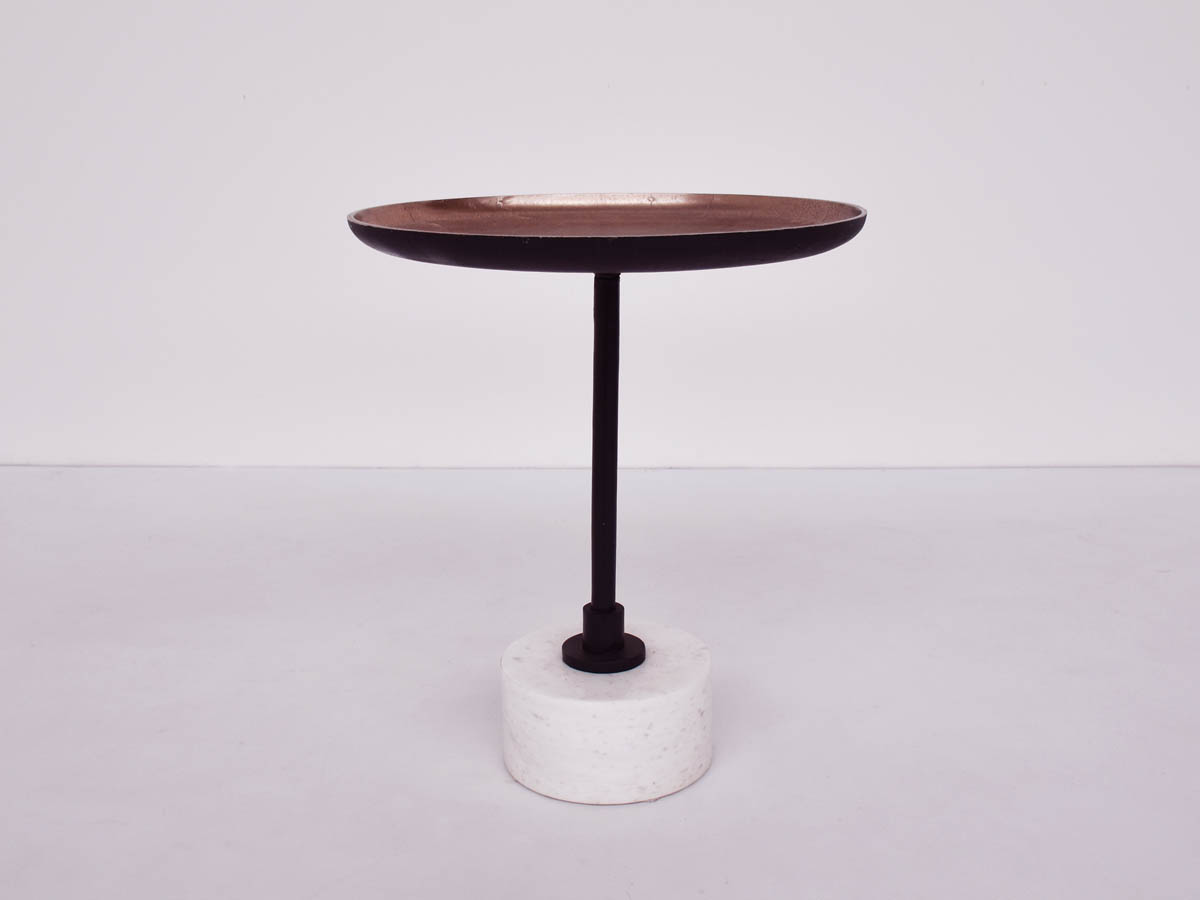 Rose Guéridon Side Table in Copper and Marble