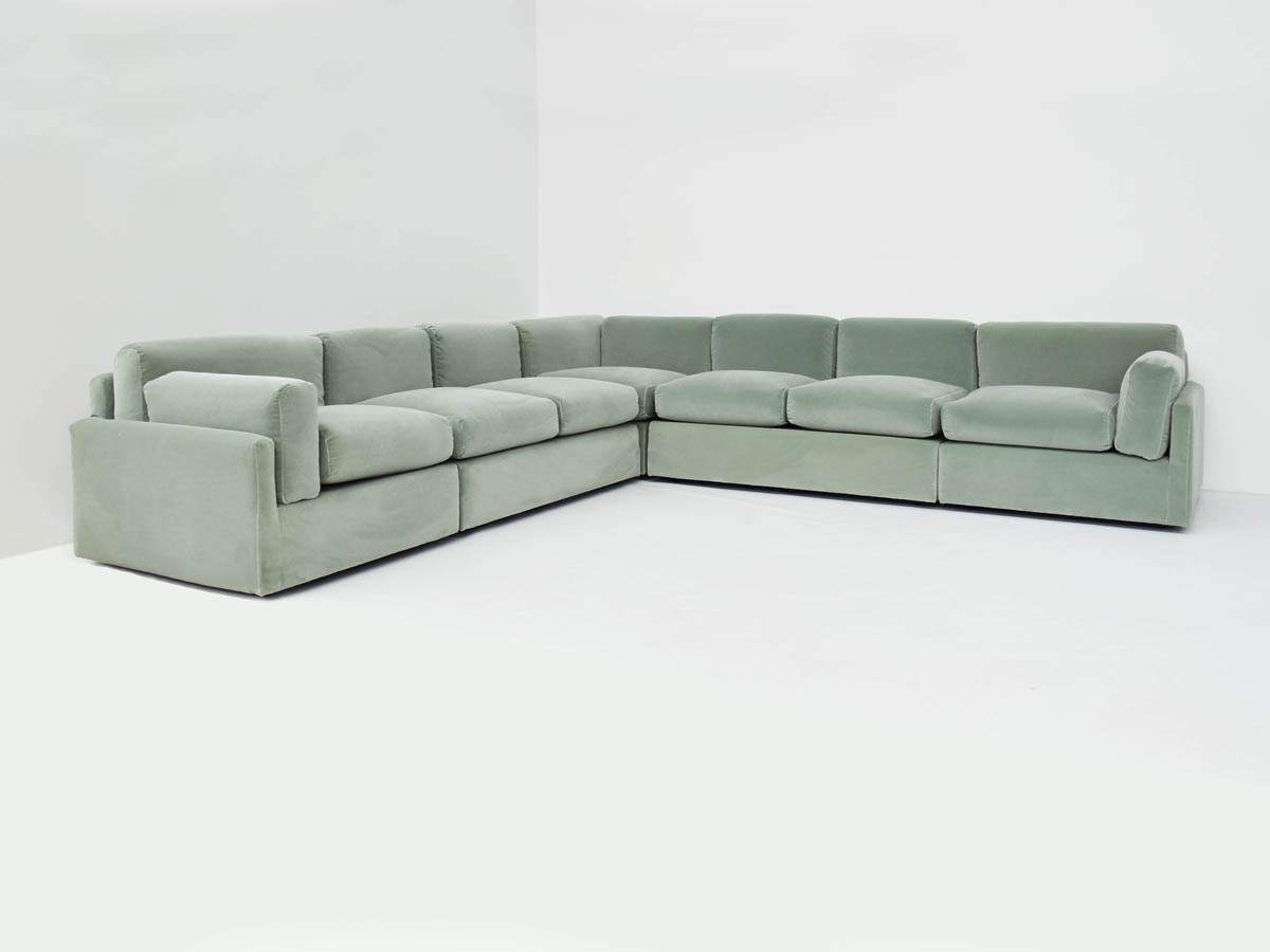 Großes modulares Sofa Pollena in Celadon Green Velvet