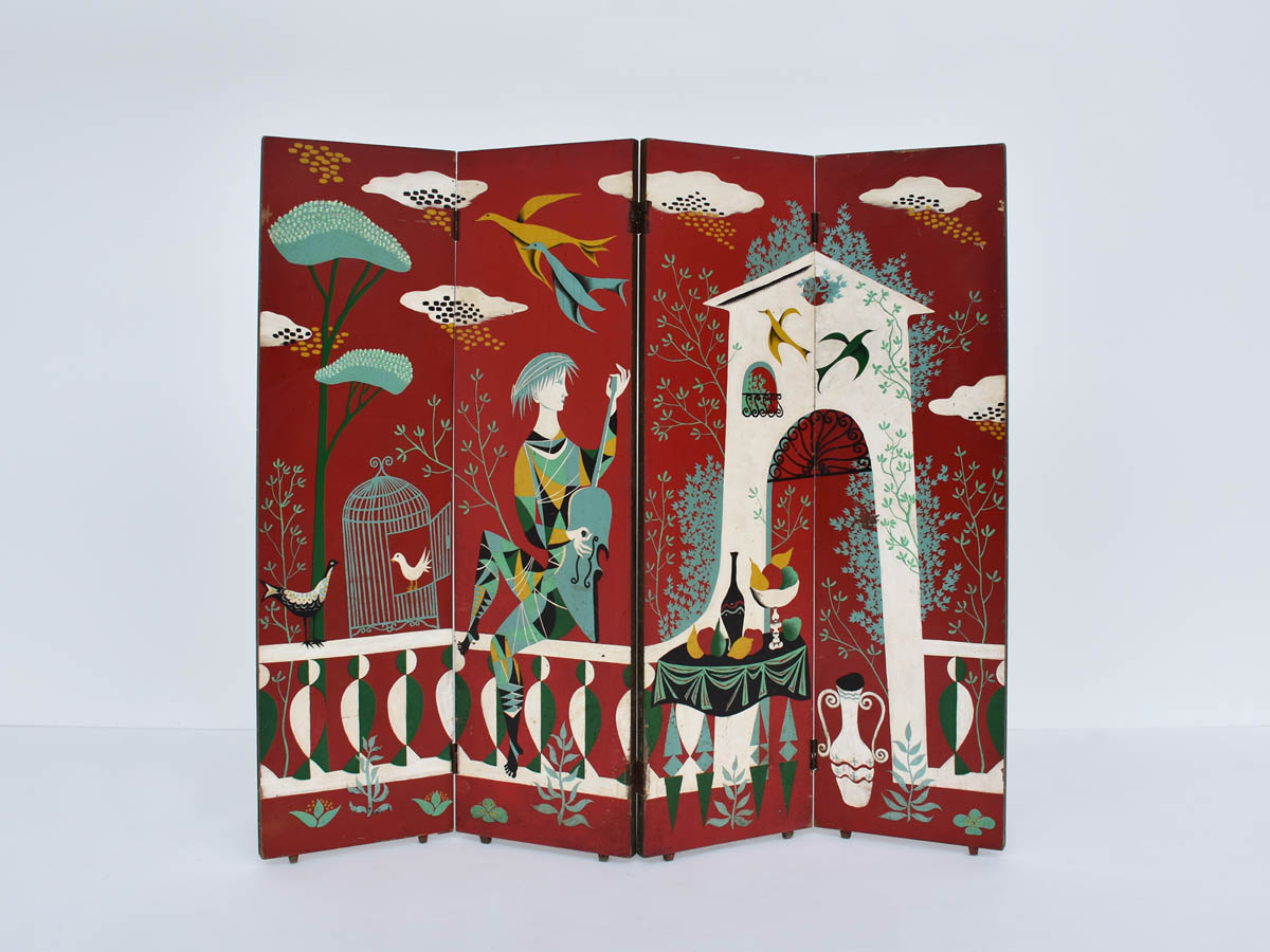 Hand Painted Screen, 1930-1950 France